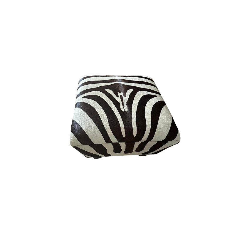 Zebra hide ottoman