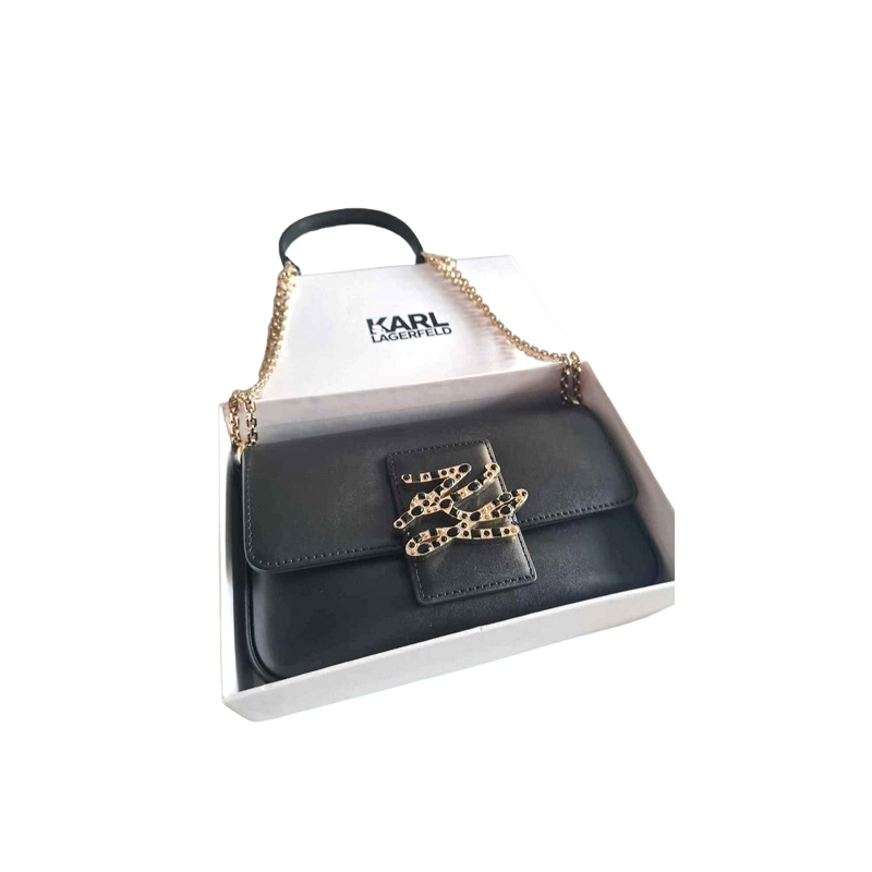 Karl Lagerfeld Leather Autograph Sparkle Chain Crossbody Bag