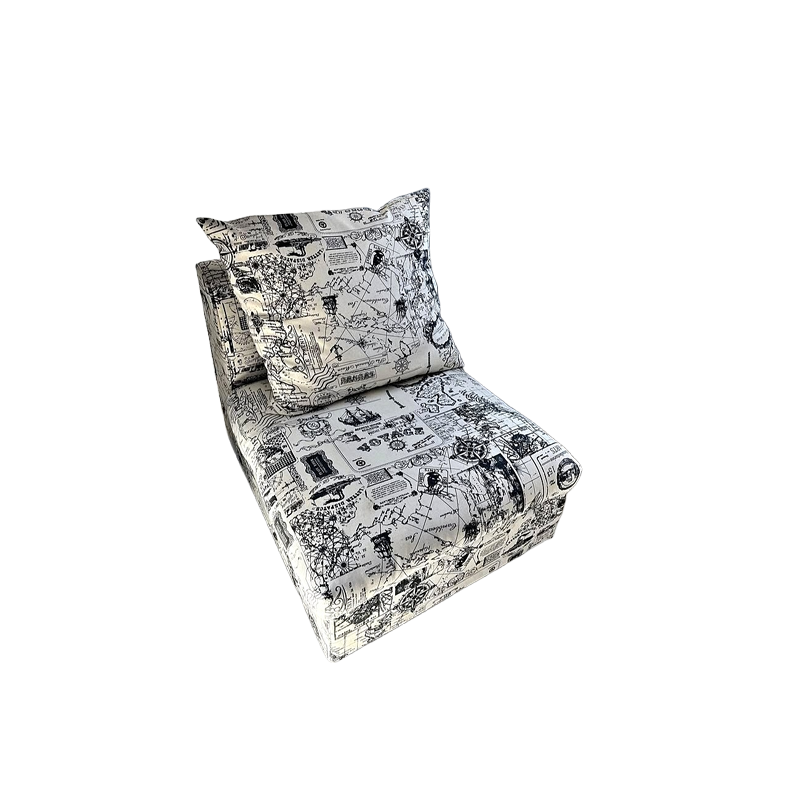 Single Lounge Chair with Pillow – Black and White Printed Design