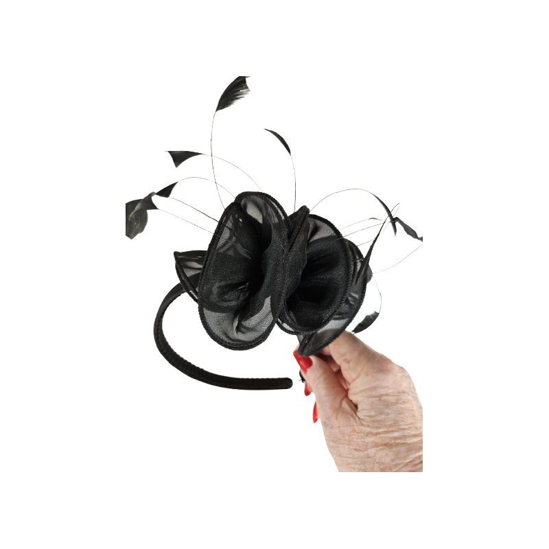 Black Feather Headband for Weddings, Races, Royal Ascot