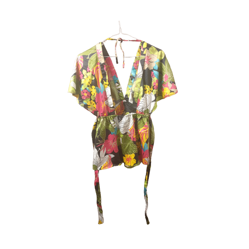 Zara Multi-Color Floral V-Neckline Top