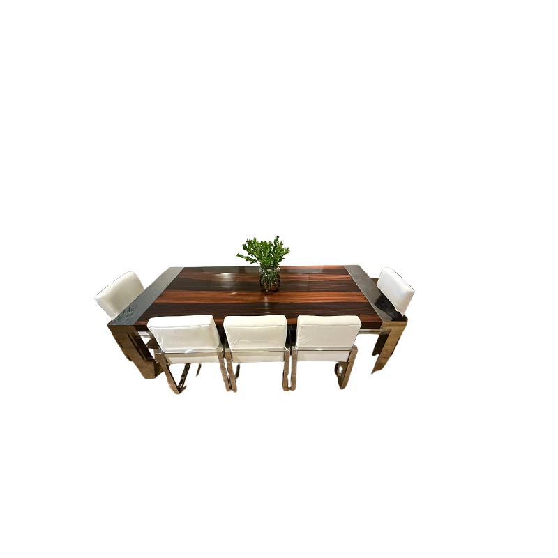 Marina Home wooden and Stainless Steel table with Chairs
