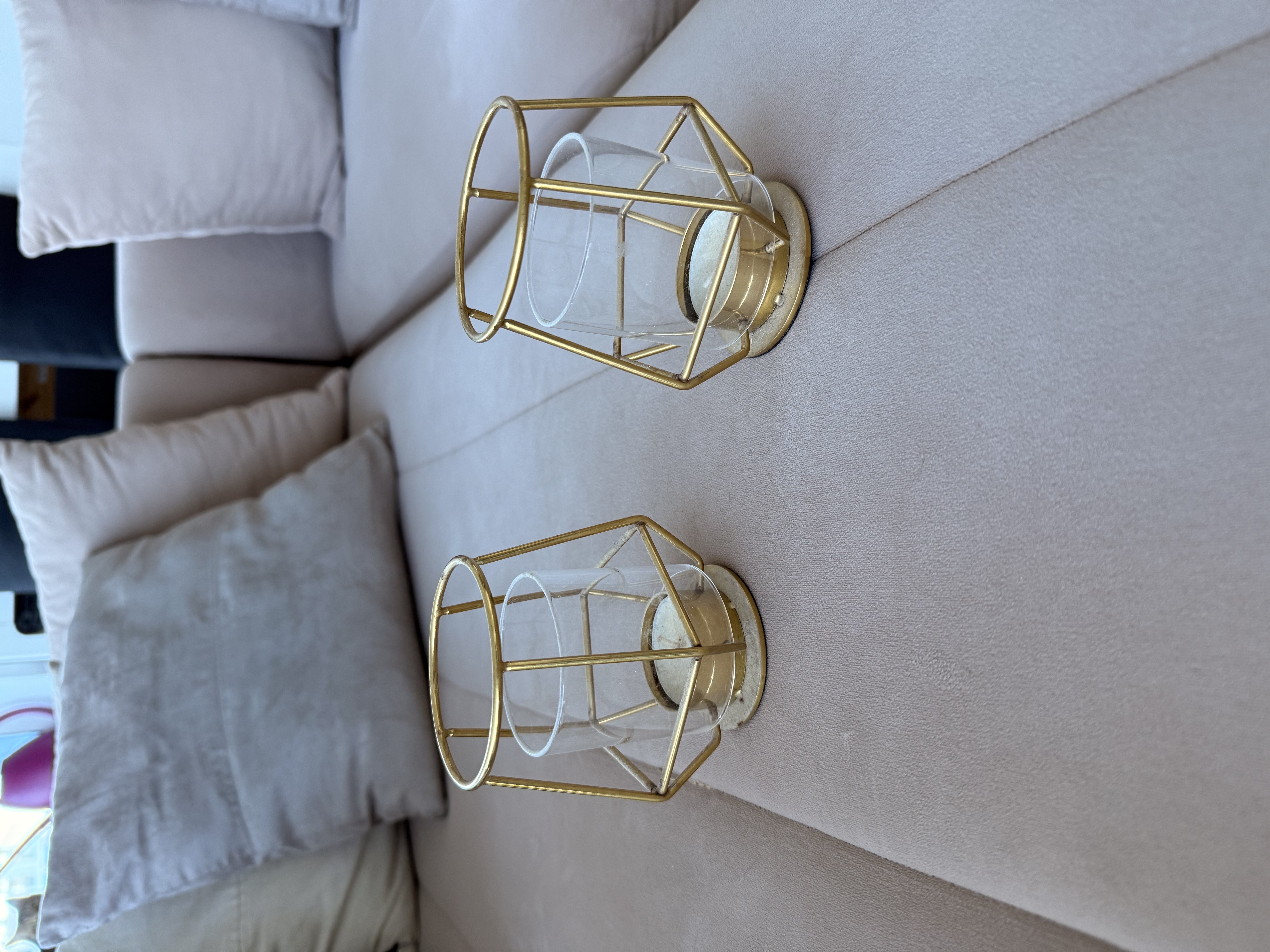 2x  IKEA PÄRLBAND Tealight holder, gold-colour, 10 cm
