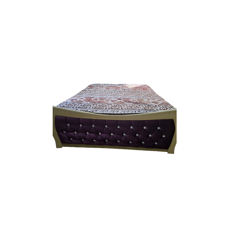 Queen Size Bed in White Cream and Purple