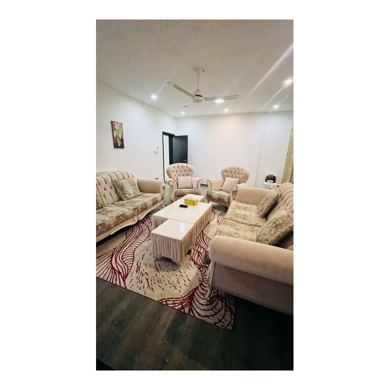 Elegant Beige Light Peach Sofa Set with Coffee Table & Side Tables