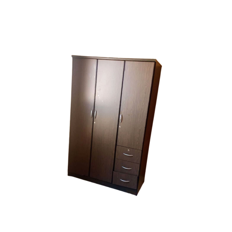 Brown Wardrobe with 3 Cabinets and 3 Drawers