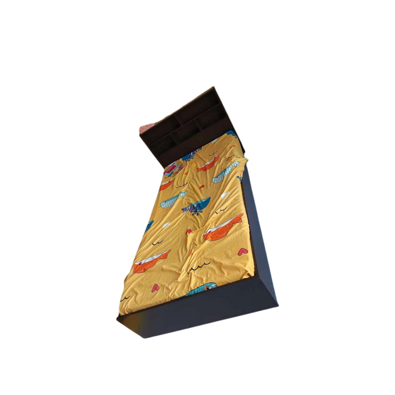 Homebox Single Bed with mattress and 5-Shelf Headboard