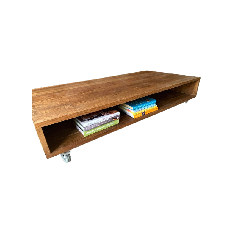 Marina Home Wooden Coffee Table with Underneath Shelving