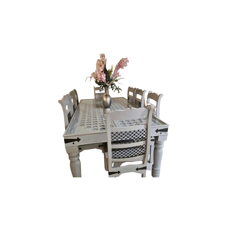 Pinky's Furniture Grey Wooden Dining Table – 8 Seater