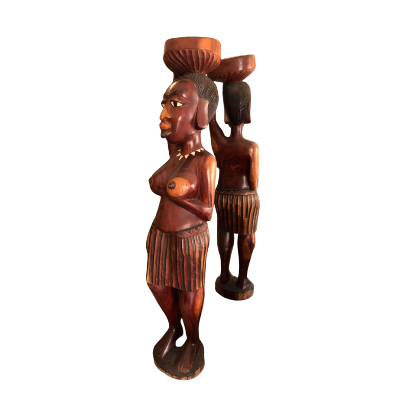 Wooden African Lady Sculpture